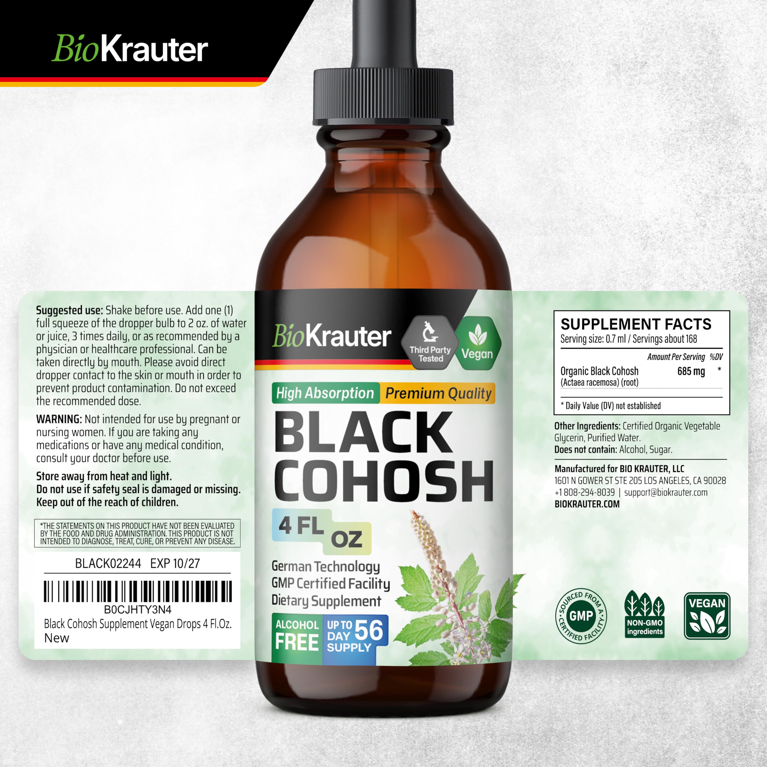 Packaging and label shown for BIO KRAUTER online shopping.