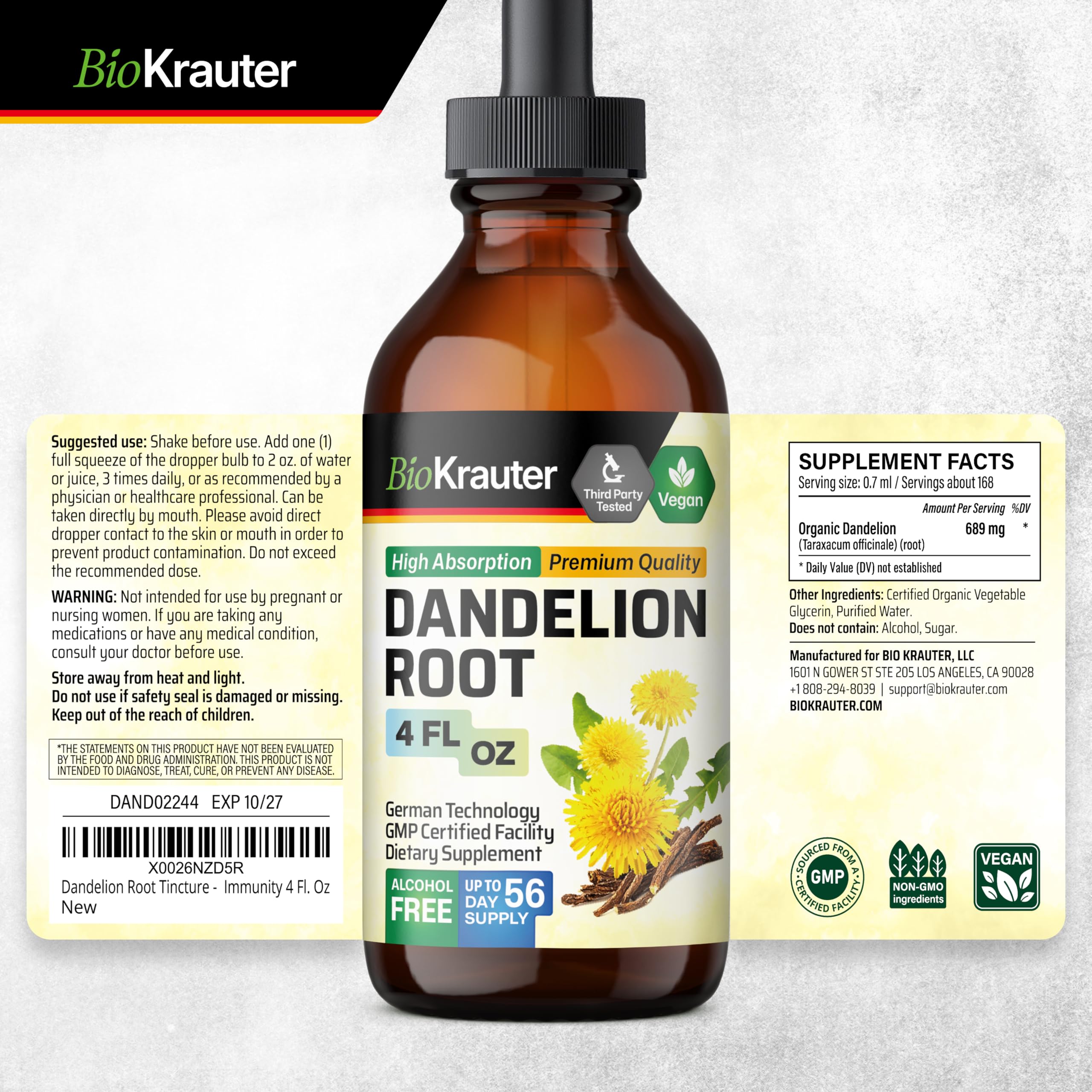 Compact 4 oz bottle represents a 56-day supply for ongoing use.