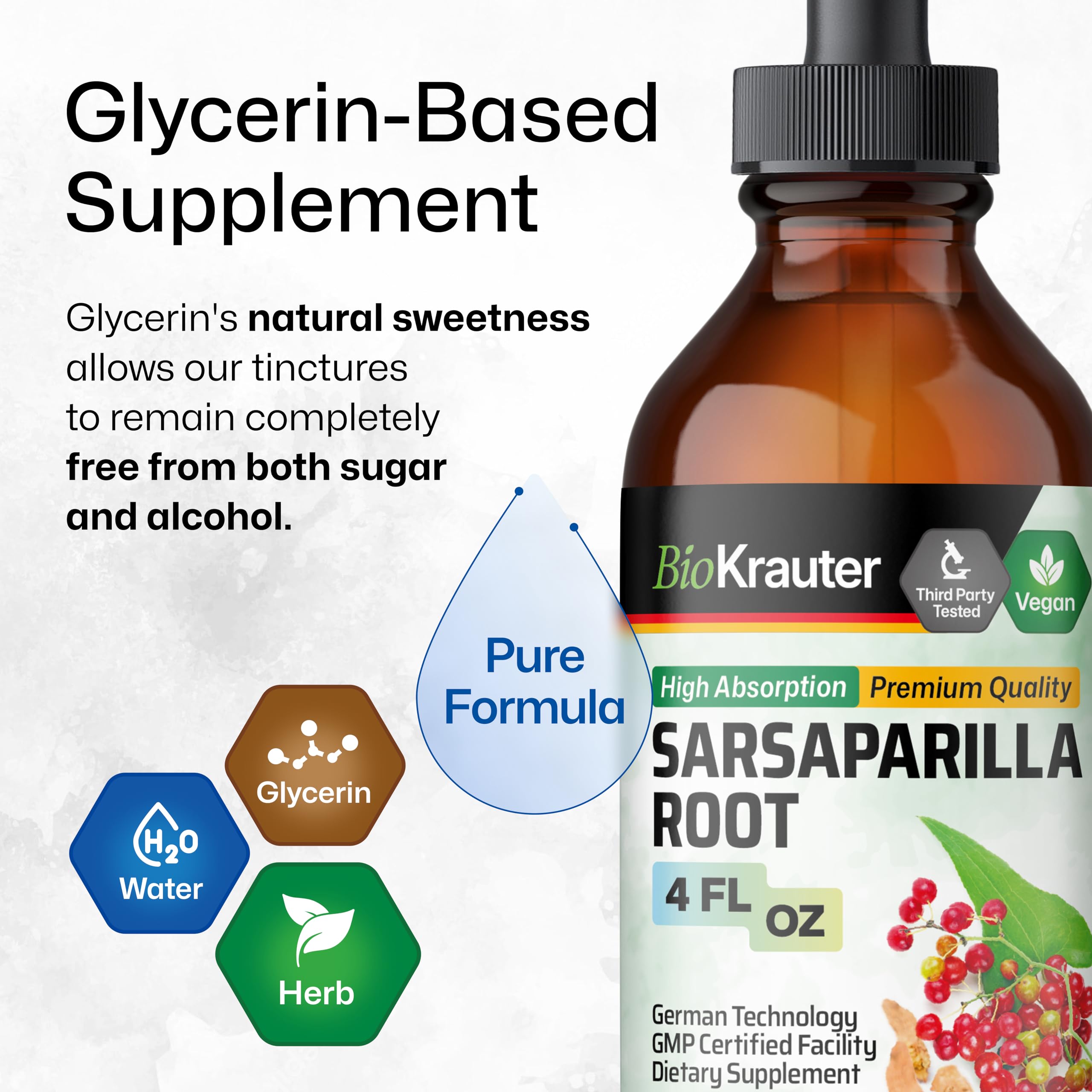 Pour of BIO KRAUTER Sarsaparilla tincture into a glass
