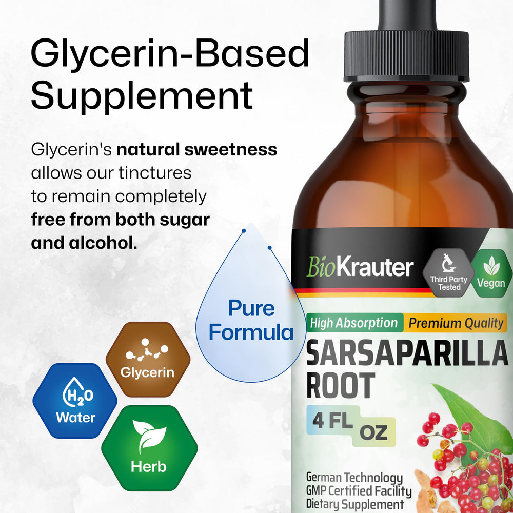 Pour of BIO KRAUTER Sarsaparilla tincture into a glass