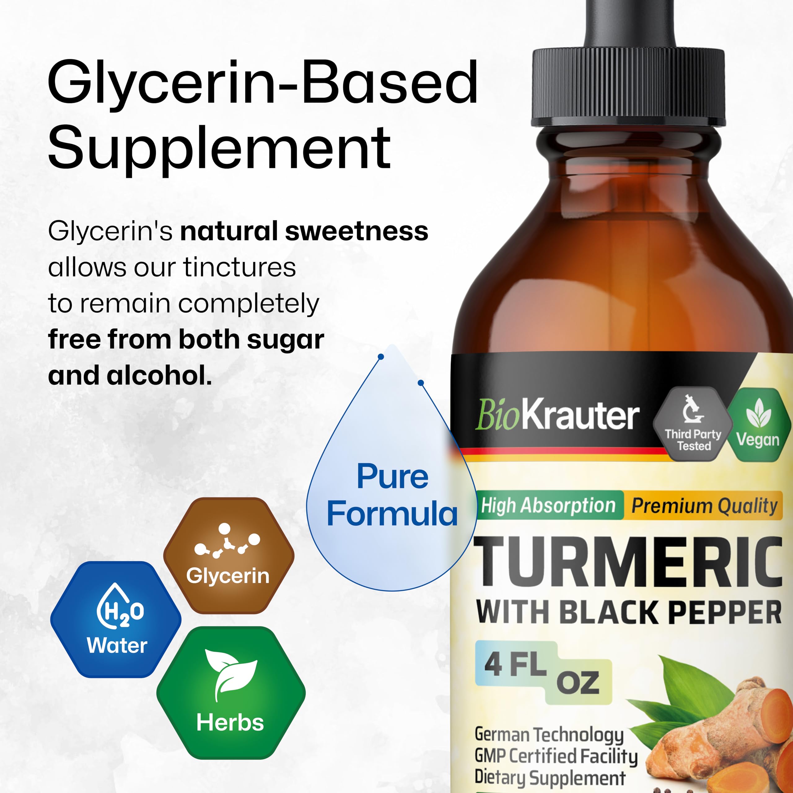 BIO KRAUTER Turmeric Tincture black pepper extract highlight.