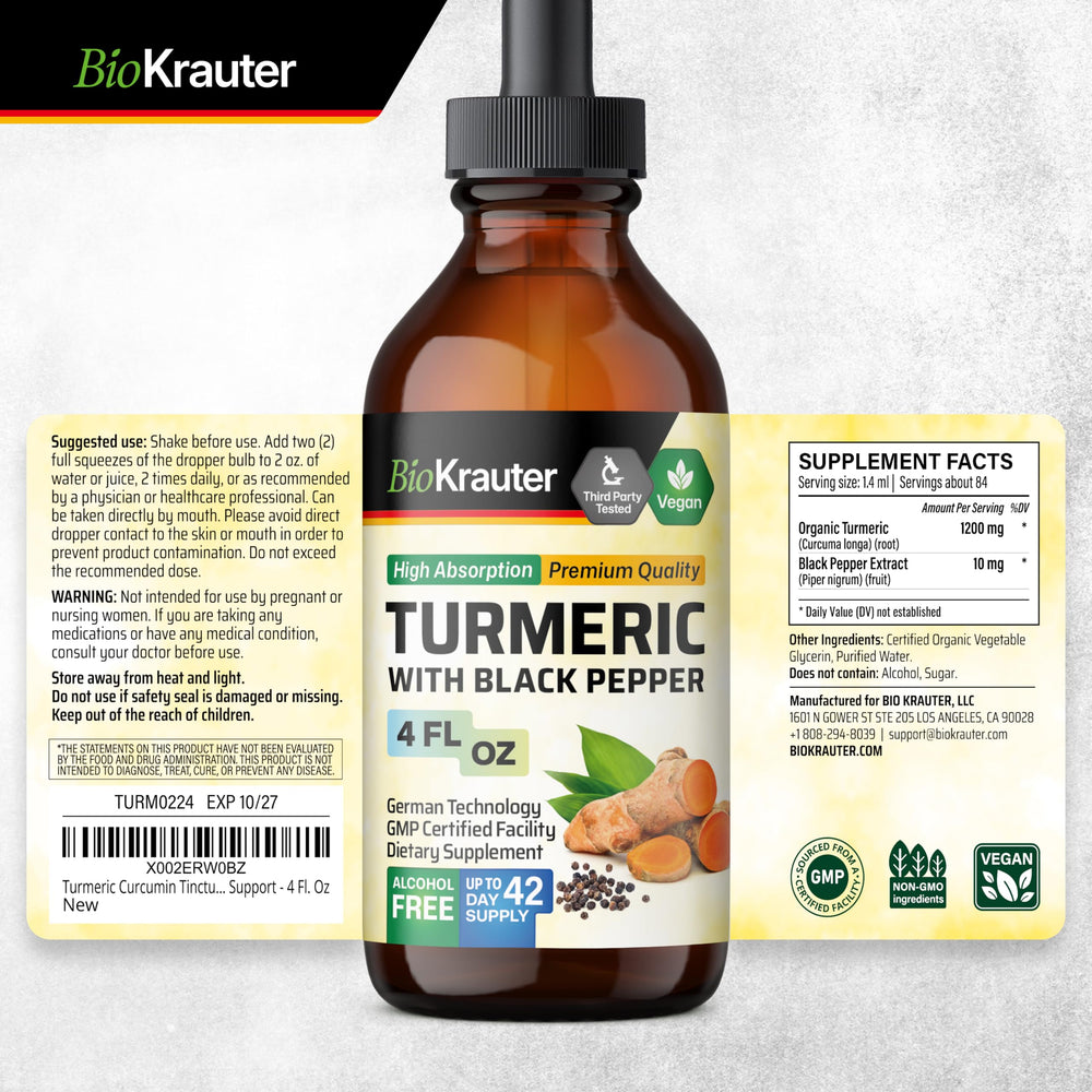 BIO KRAUTER Turmeric Tincture usage in beverage demonstrates versatility.