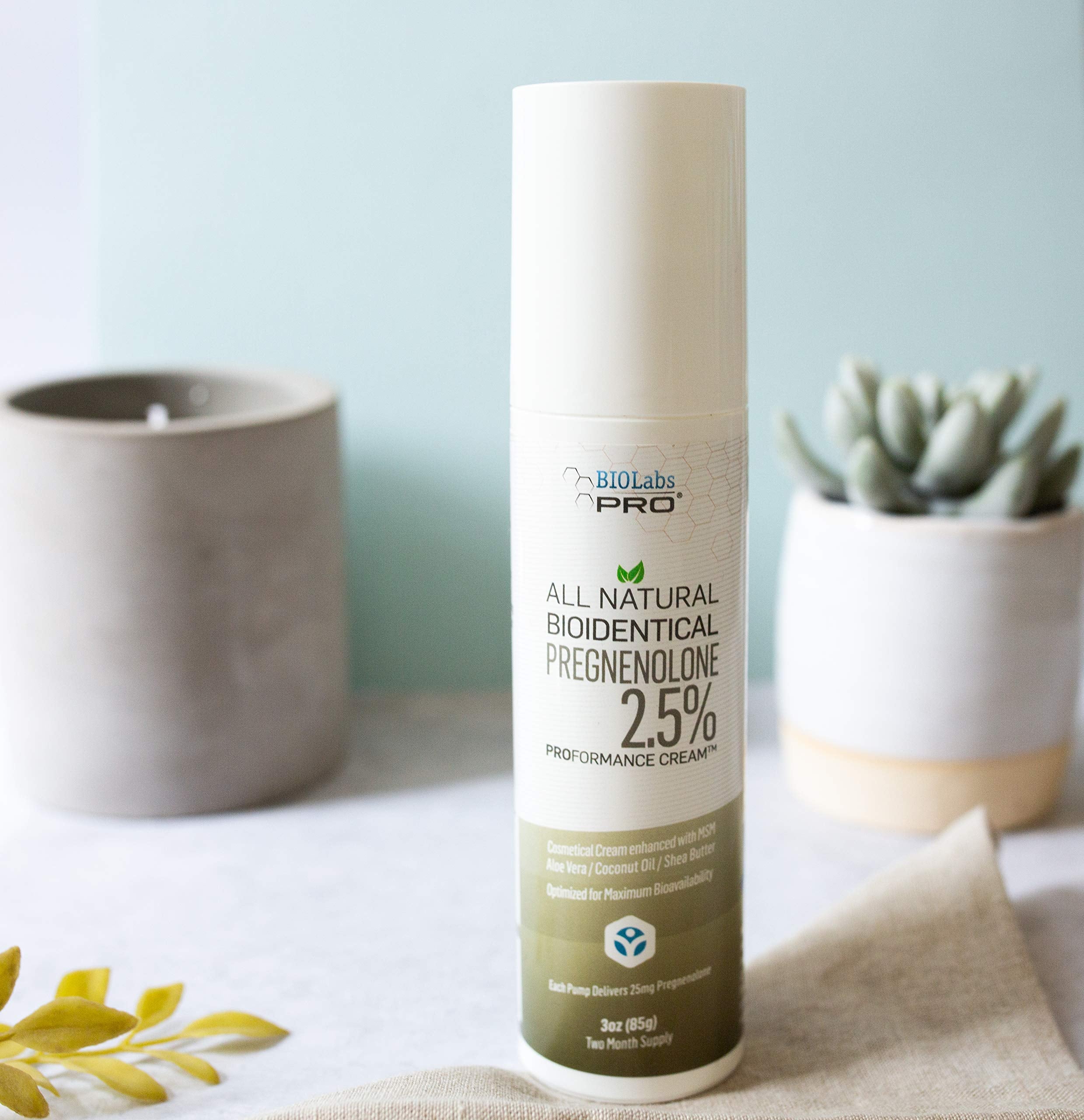 BIOLABS PRO Pregnenolone Cream application on skin in use.