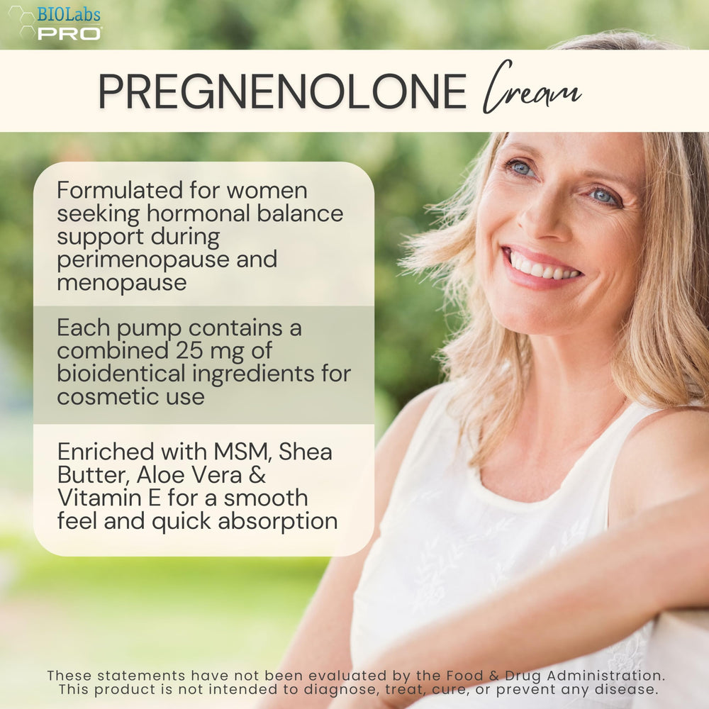 BIOLABS PRO pregnenolone cream texture close-up shows fast-absorbing formula.