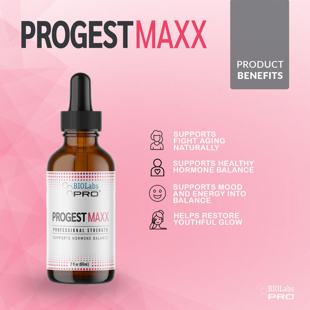 BIOLABS PRO Progest MAXX oil label closeup highlights ingredients and quality