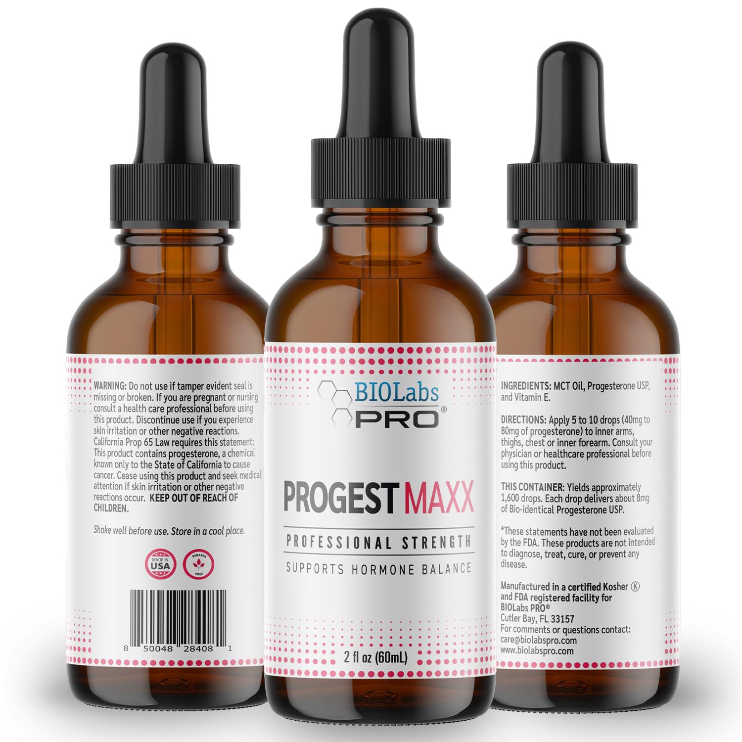 BIOLABS PRO Progest MAXX oil pump dispensing daily drops easily