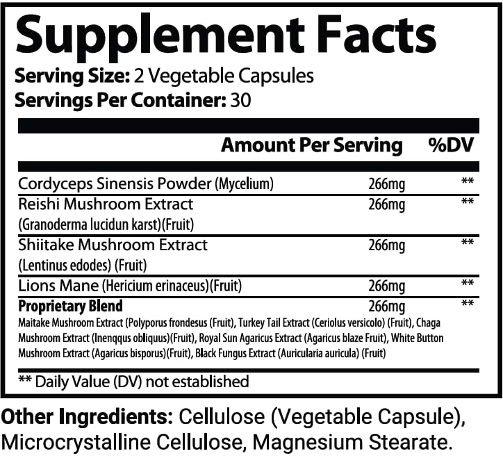 Biolen Labs Elevated Wellness Mushroom Complex packaging highlighting cGMP quality and third-party testing