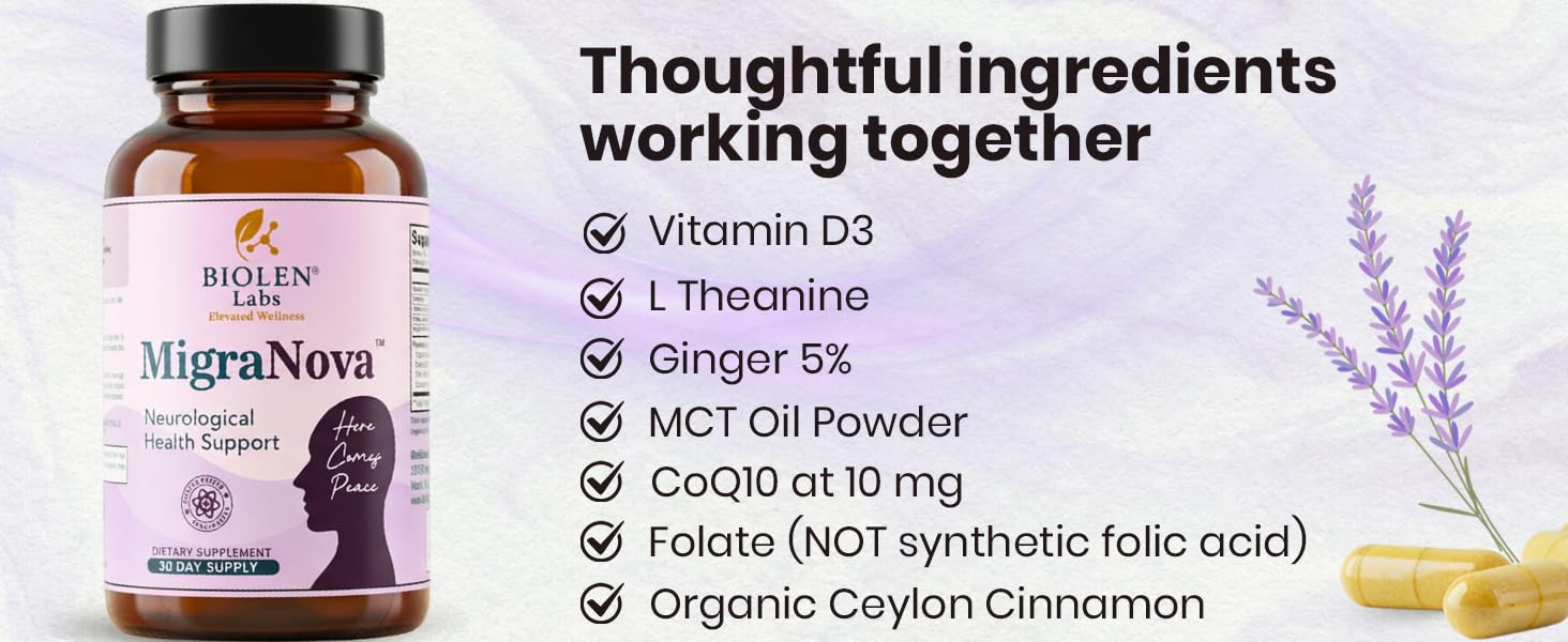 MigraNova in a daily wellness routine beside a glass of water.