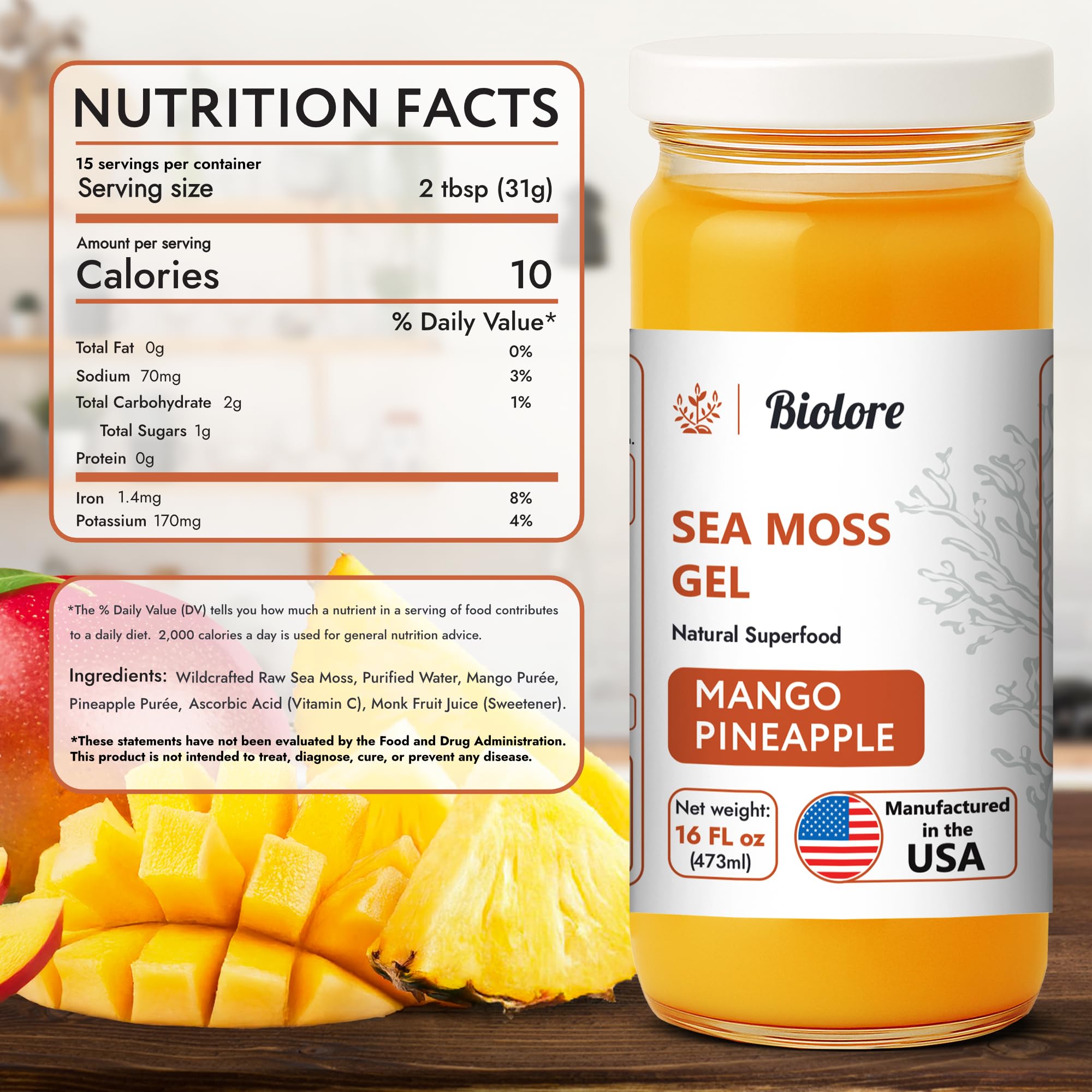 Biolore sea moss gel with blue spirulina shows nutrient boost and vibrant color