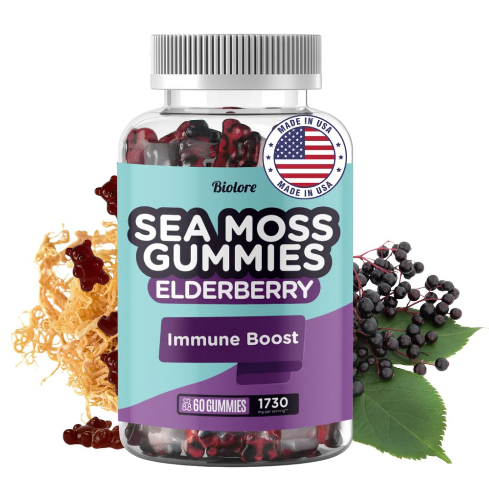 Biolore Sea Moss Gummies elderberry bottle for daily family wellness