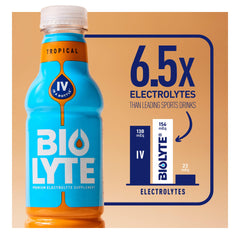 BIOLYTE bottle pour view showing physician-formulated electrolyte balance