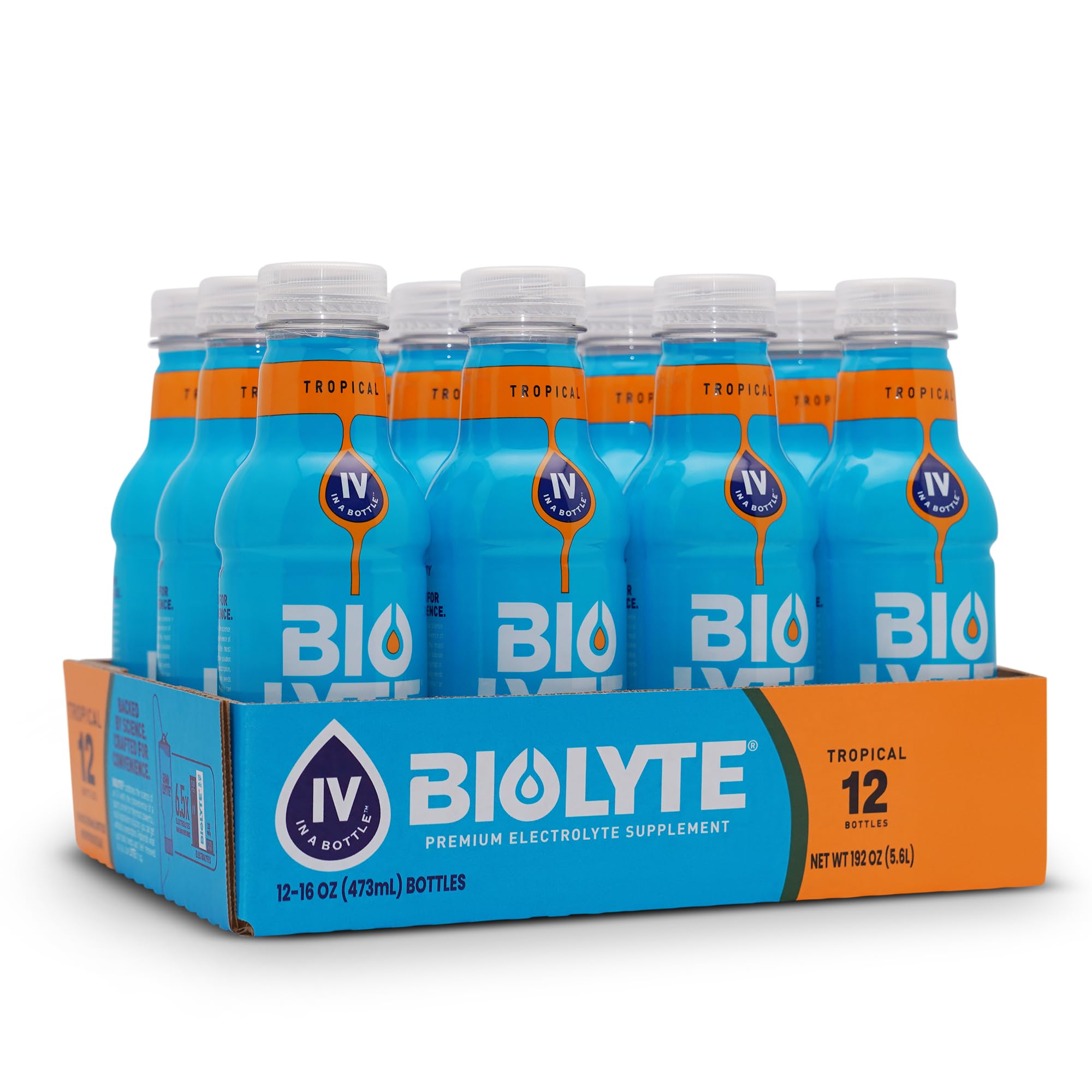 BIOLYTE electrolyte drink tropical 16oz bottle for quick hydration and refreshment