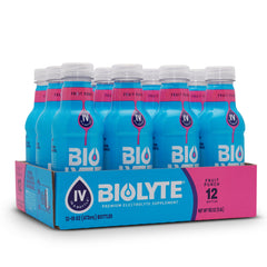 BIOLYTE Fruit Punch bottle for on-the-go hydration and energy.
