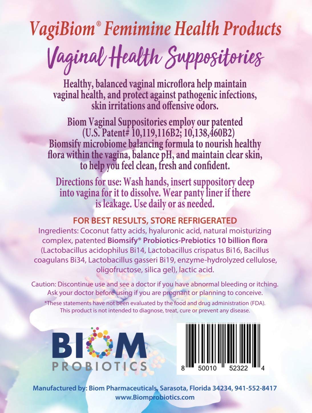 Biom Probiotics vaginal suppository application for comfortable insertion