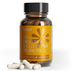 BIOMA Digestive & Gut Repair probiotics bottle with 60 capsules for daily digestive support