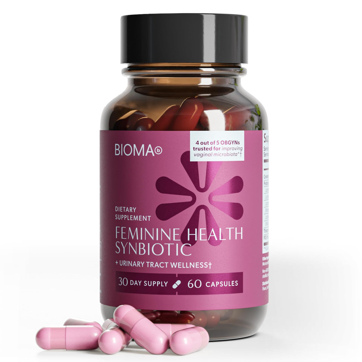 Bioma Feminine Health Synbiotic bottle front for daily feminine wellness