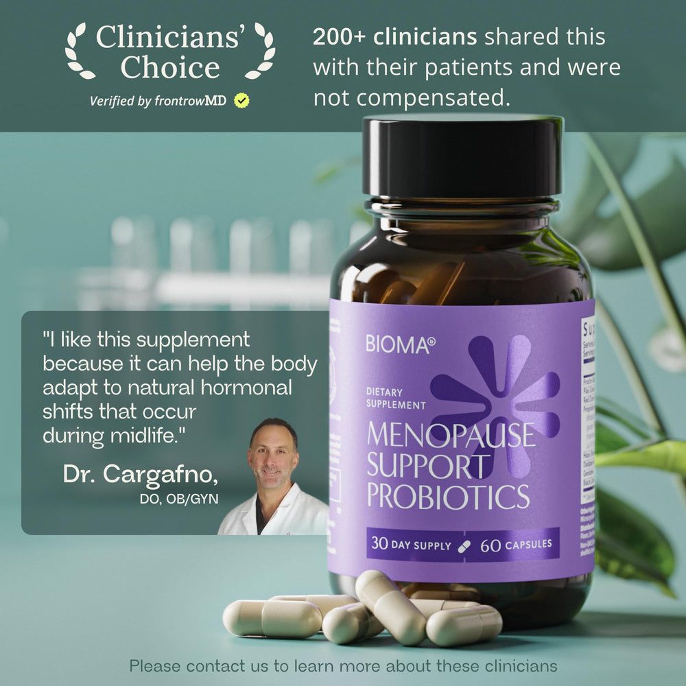 BIOMA Menopause packaging box on a clean surface for a 1-month supply