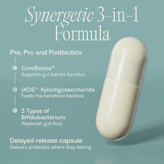 BiOMA bottle label close-up highlighting XOS and tributyrin for gut support