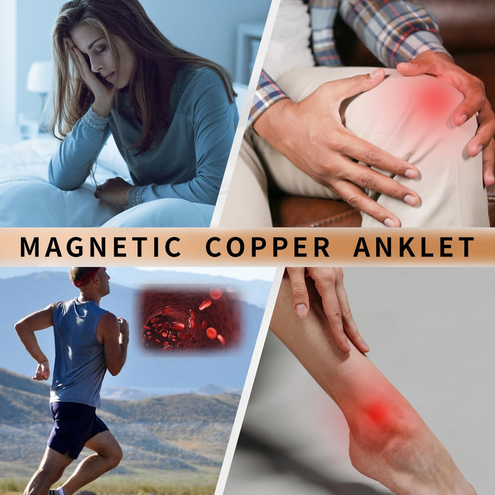 BioMag adjustable copper anklet with sizing tool for at-home fitting.