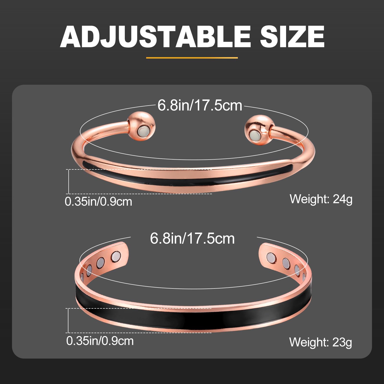 BioMag adjustable-fit copper bracelet demonstrating secure customization