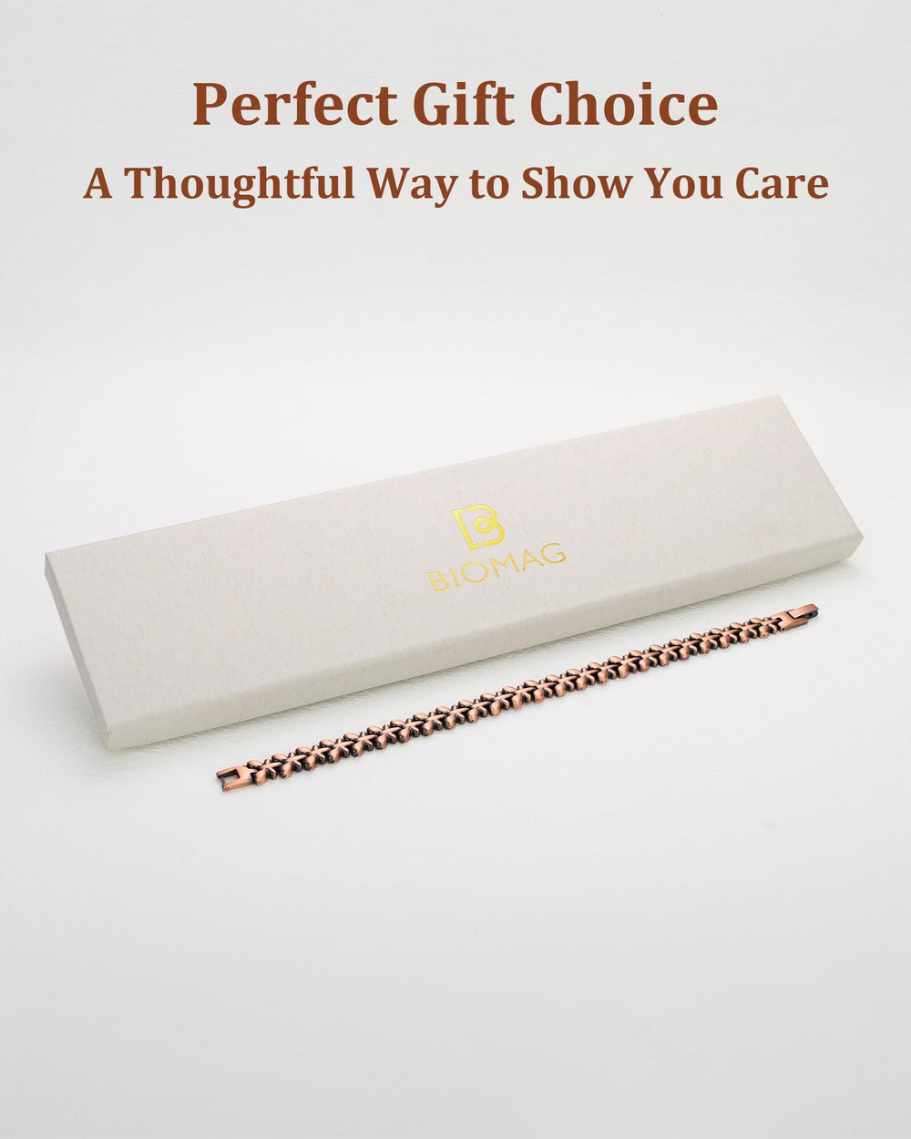 Gift-ready BioMag copper bracelet with sizing tool for easy storage