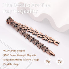 BioMag copper bracelet magnets close-up shows 3500 Gauss magnets for wrist comfort