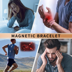 BioMag heart bracelet on wrist, demonstrating comfortable all-day wear.