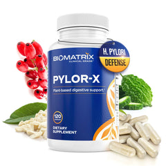 BioMatrix Pylor-X bottle packaging for easy daily use and dose tracking.