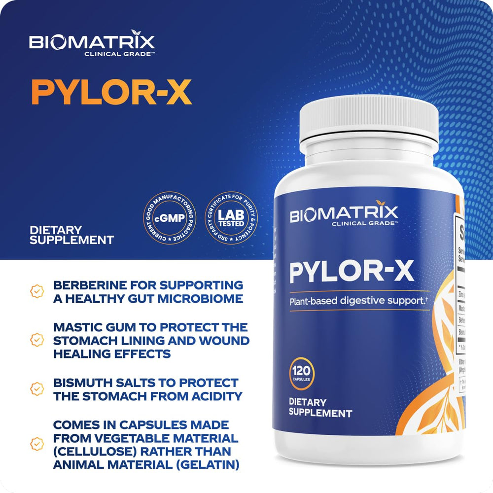 BioMatrix Pylor-X capsules closeup shows smooth texture for reliable daily support.