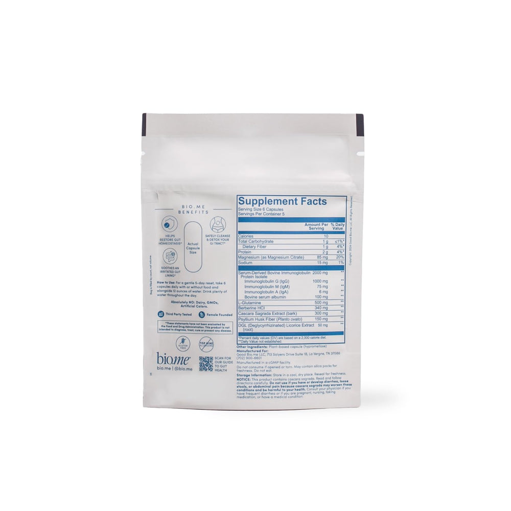 Immunolin label on Bio.me Biome Gut Remedy highlighting immune-supporting ingredients