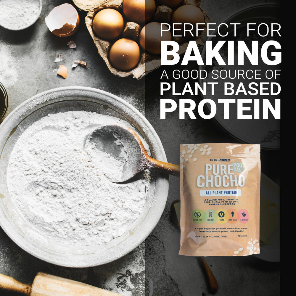 BioMiracle package label highlighting gluten-free vegan protein benefits