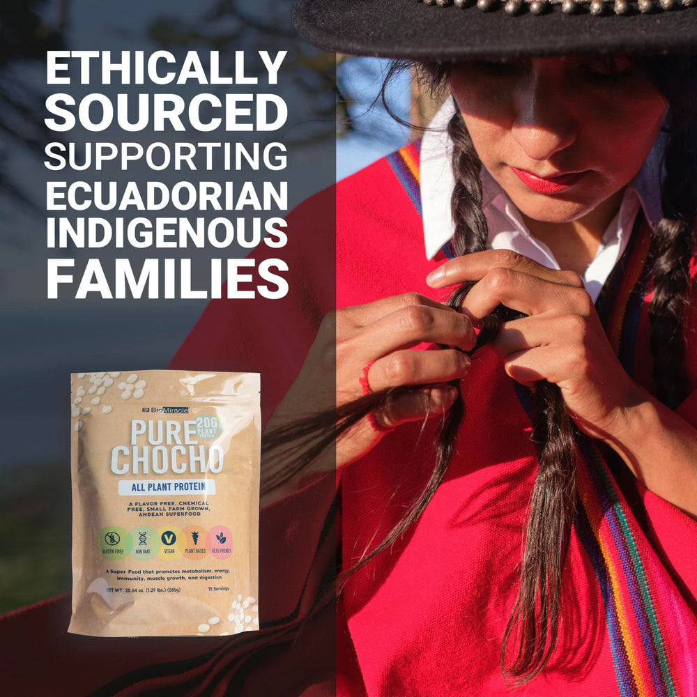BioMiracle chocho protein on shelf with non-GMO and small-farm origins