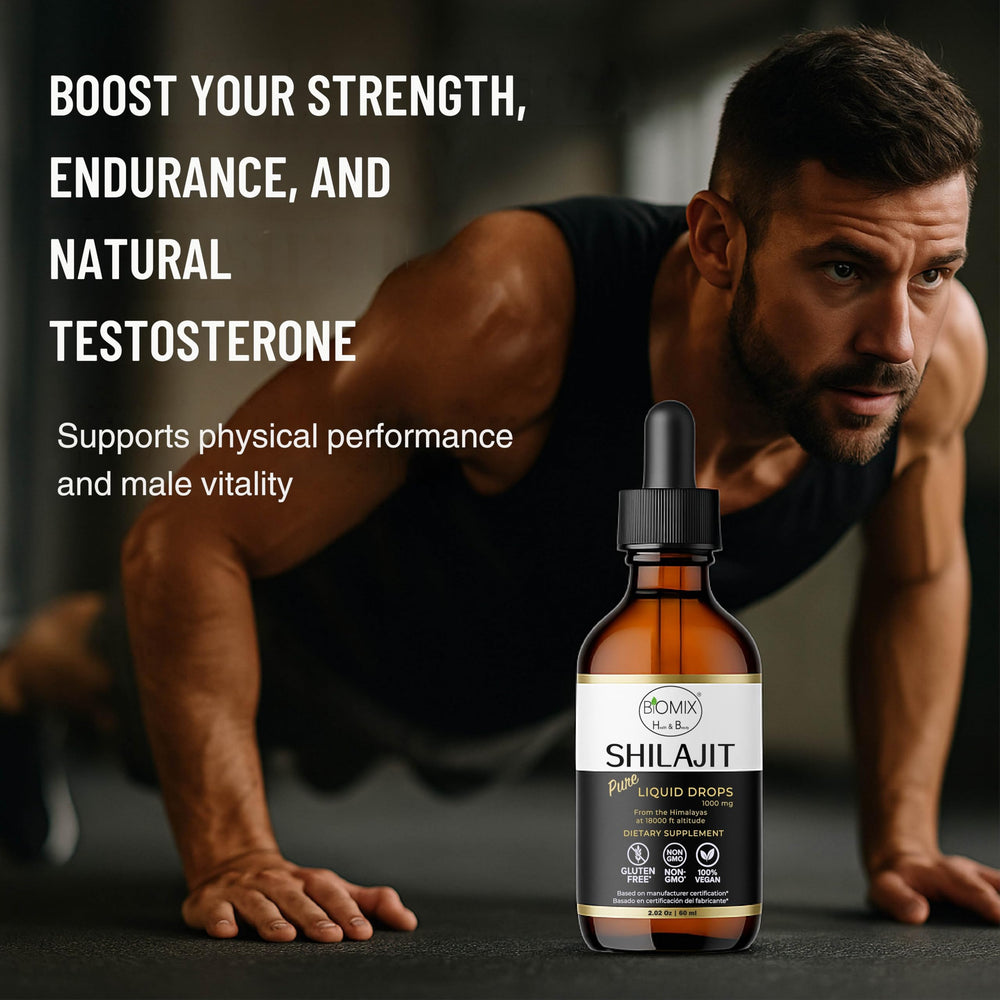 BIOMIX Shilajit Drops pour demonstrates easy one-dose daily use.