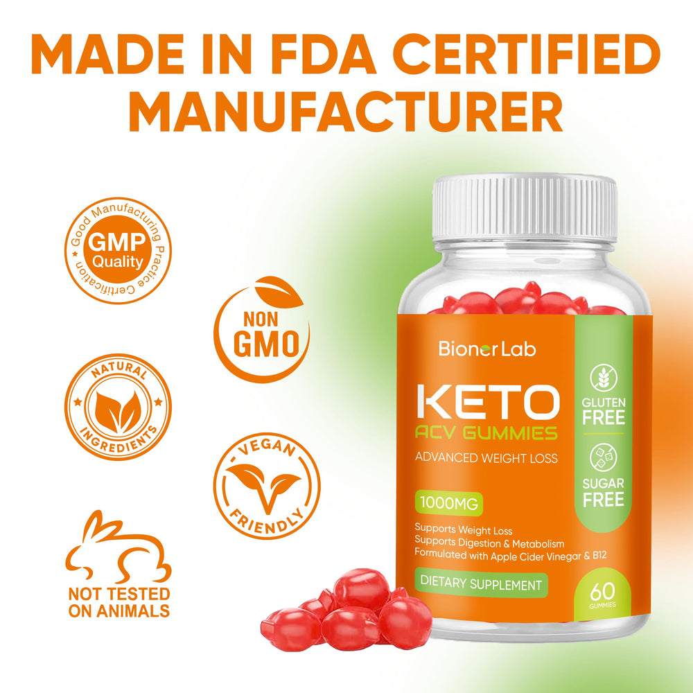 BionerLab Keto ACV Gummies fruit flavor closeup hints enjoyable snacking