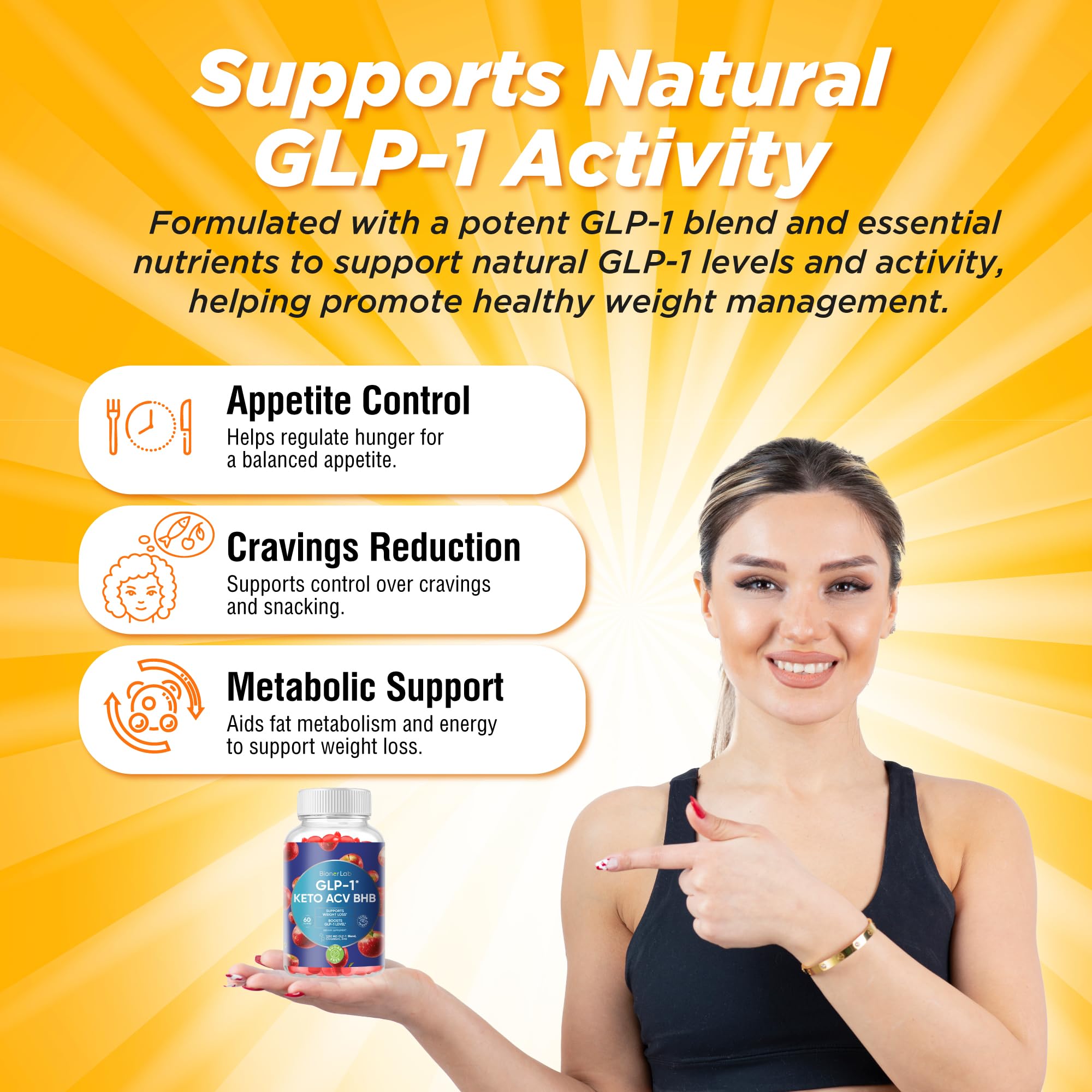 Close-up of BionerLab Keto ACV Gummies label highlighting vegan and sugar-free formula