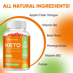 BionerLab Keto ACV Gummies texture closeup shows tasty chewable consistency