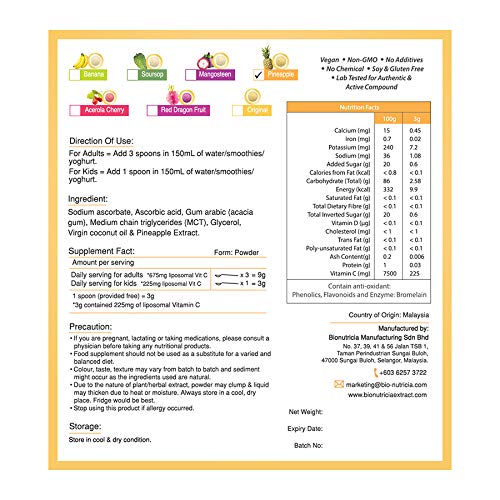 Label emphasizes sugar-free, vegan, non-GMO benefits for all ages.