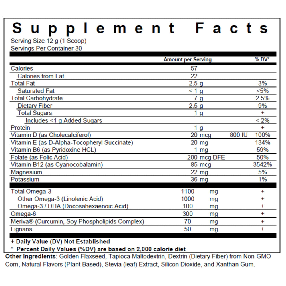 BioPharma Scientific NanOmega vitamin blend includes B6, B12, and folic acid for daily vitality.