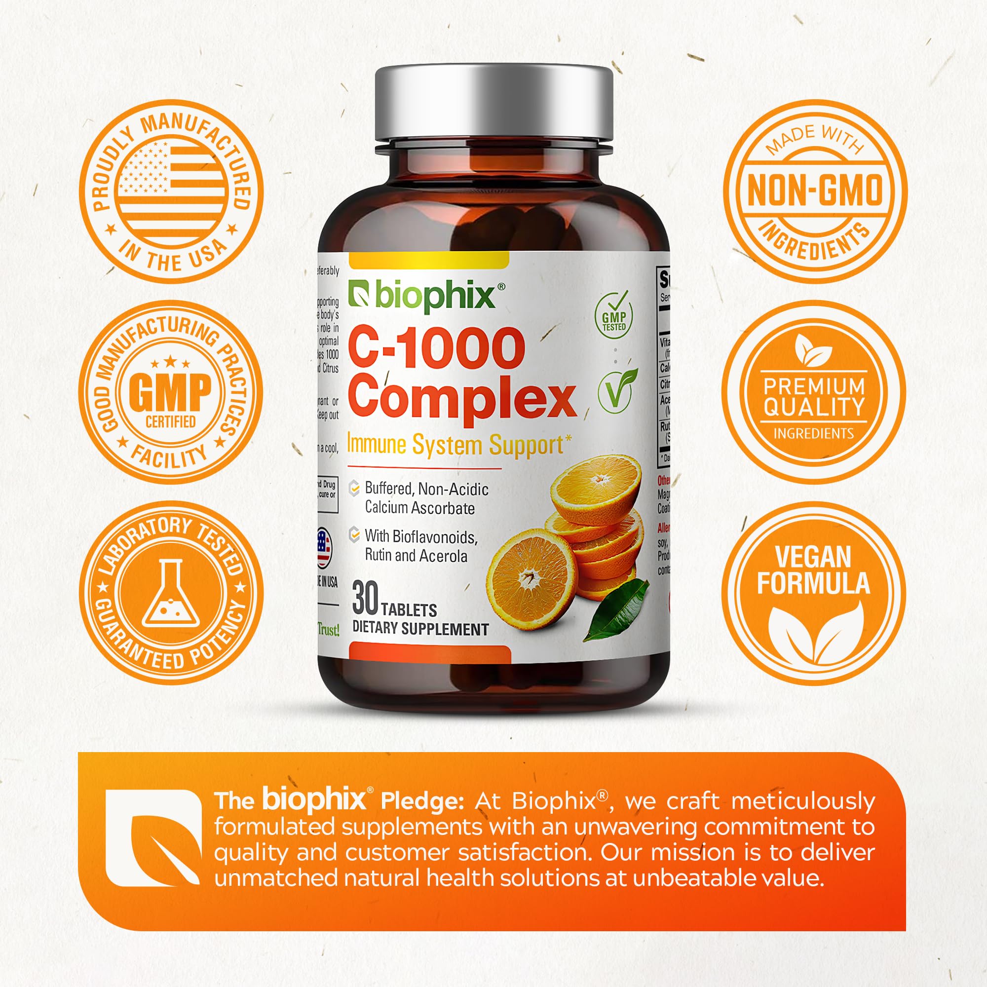 Buffered calcium ascorbate image highlighting non-acidic vitamin C form