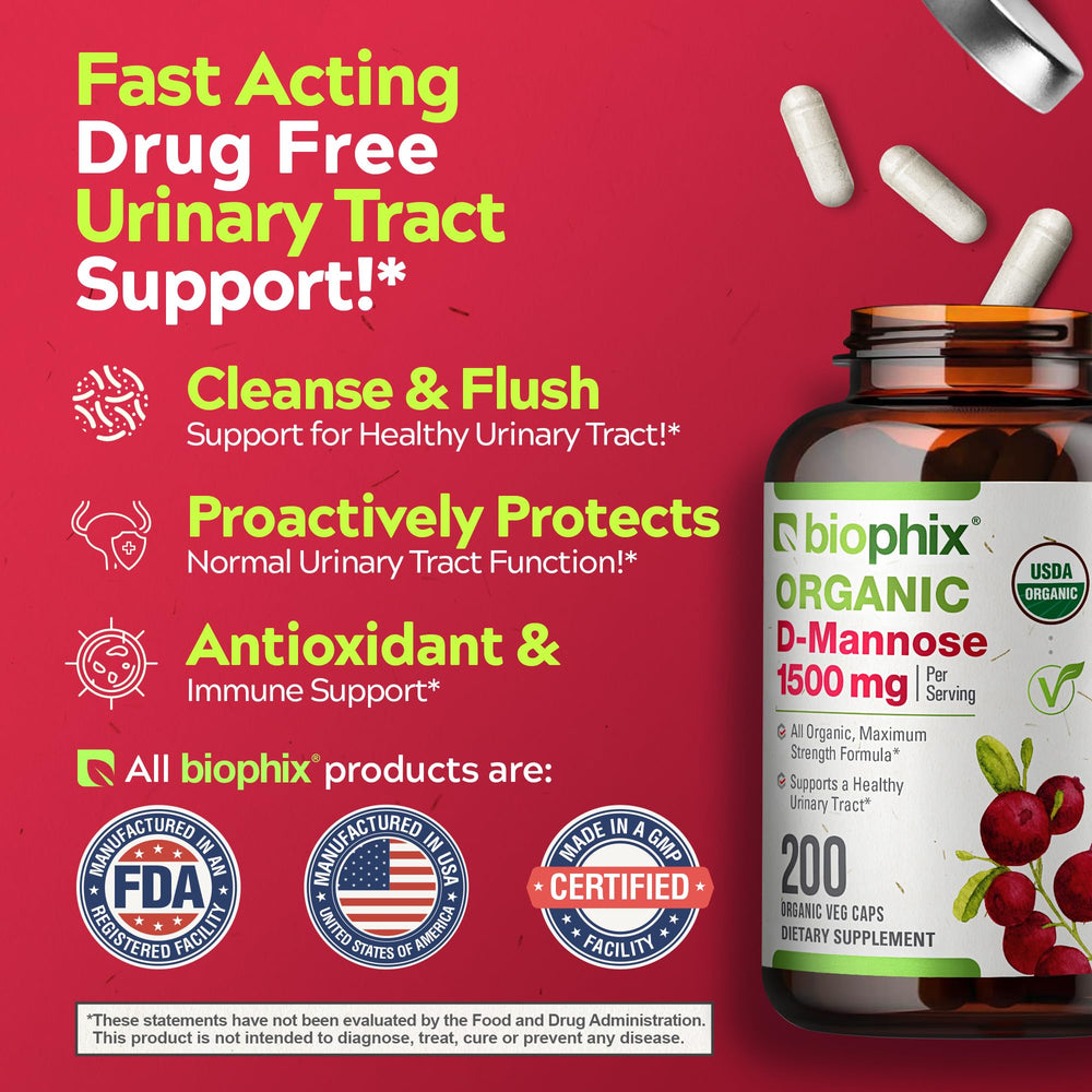 Biophix D-Mannose veggie capsules ready for daily routine