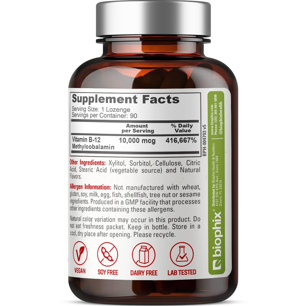 Biophix Methyl B-12 organic certifications logo reinforces standards.