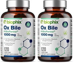 Biophix Ox Bile 1000 mg bottle front with label for digestion support.