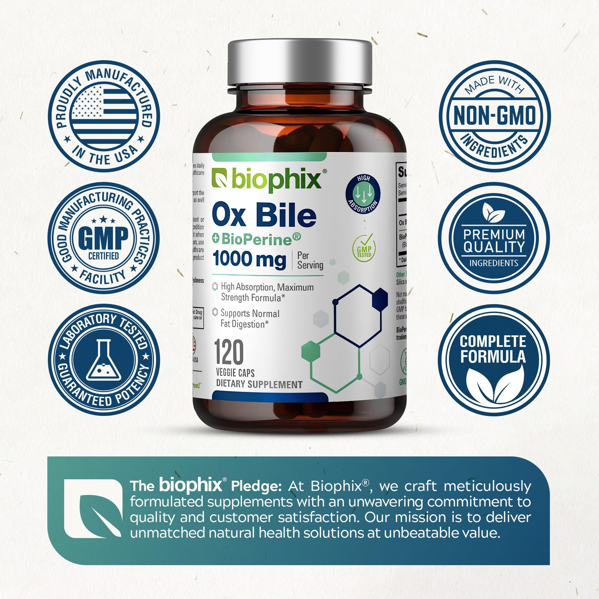 Biophix Ox Bile capsules close-up highlighting capsule texture.