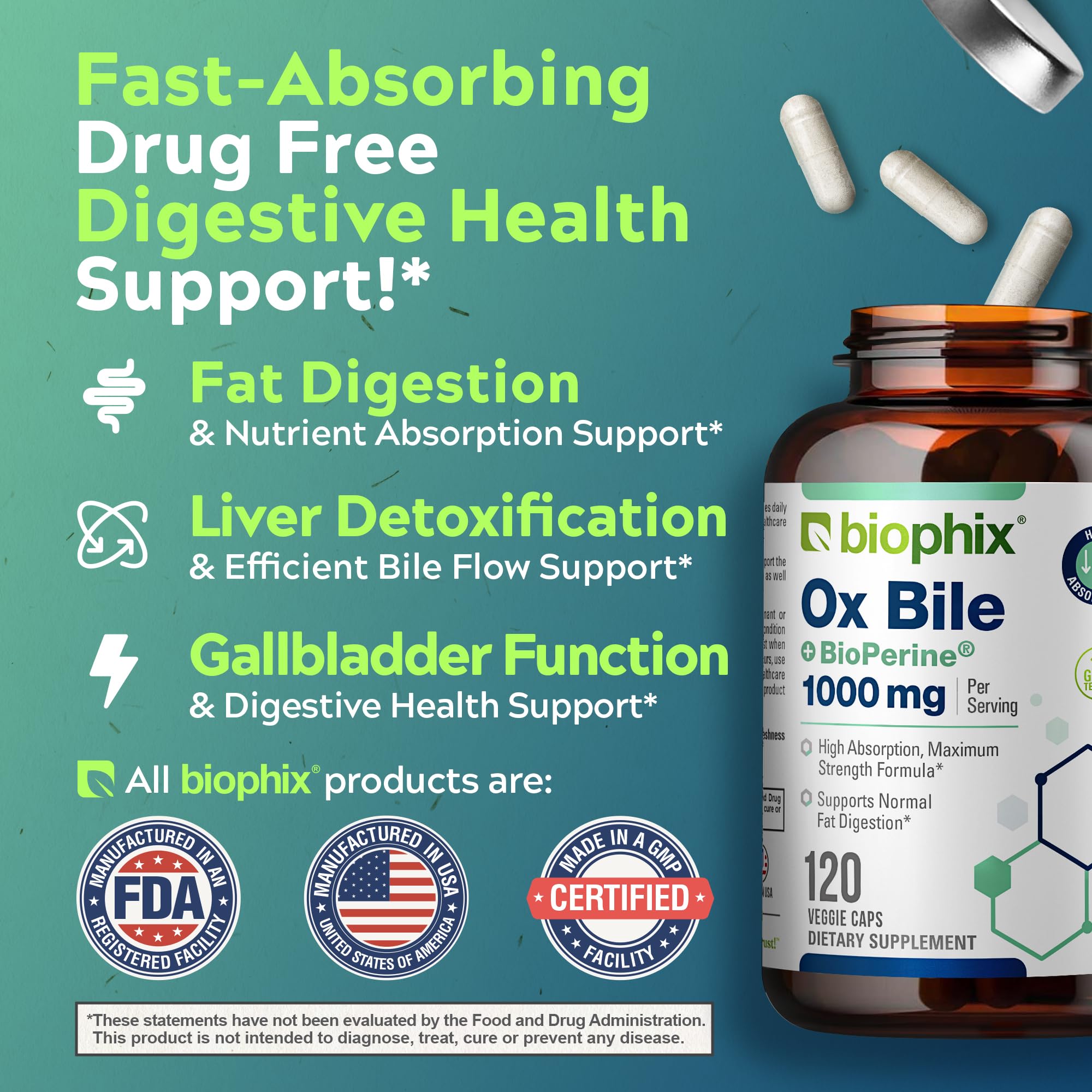 Biophix Ox Bile ingredients label with allergen information.