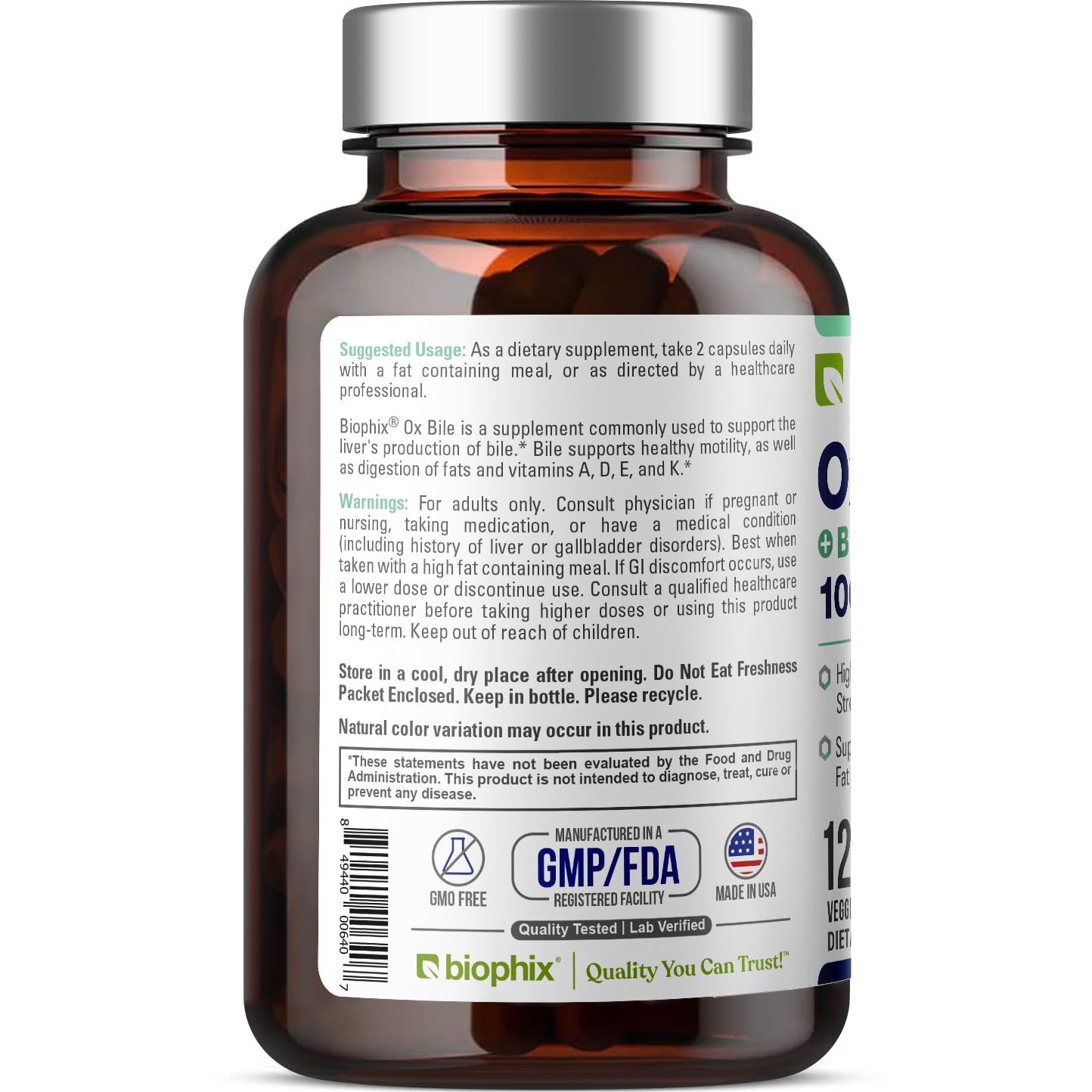 Biophix Ox Bile product shot emphasizing premium packaging.