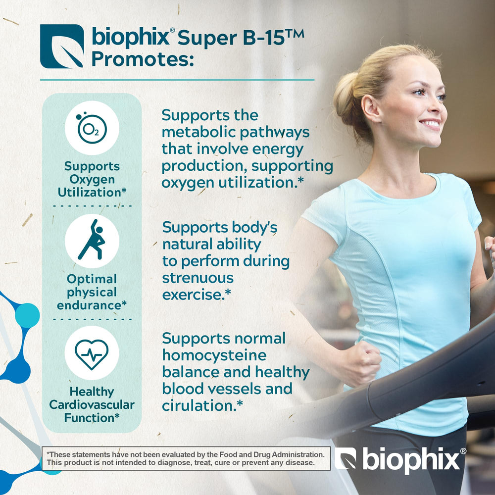 Biophix Super B-15 bottle label highlighting vegan-friendly veggie caps