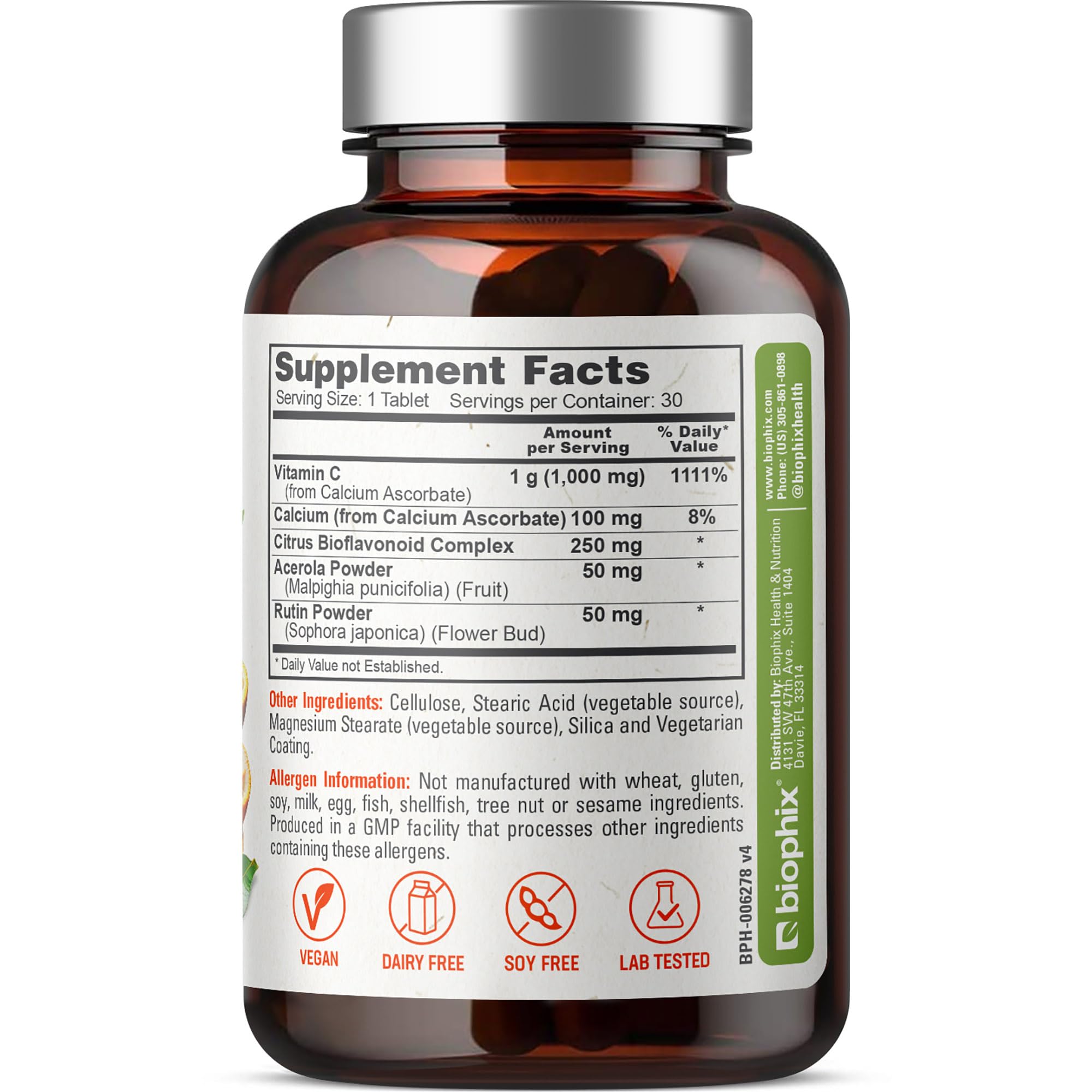 Vegan capsule image from Biophix Vitamin C-1000 Complex