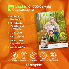 Close-up of Biophix Vitamin C-1000 tablets showing high-potency form