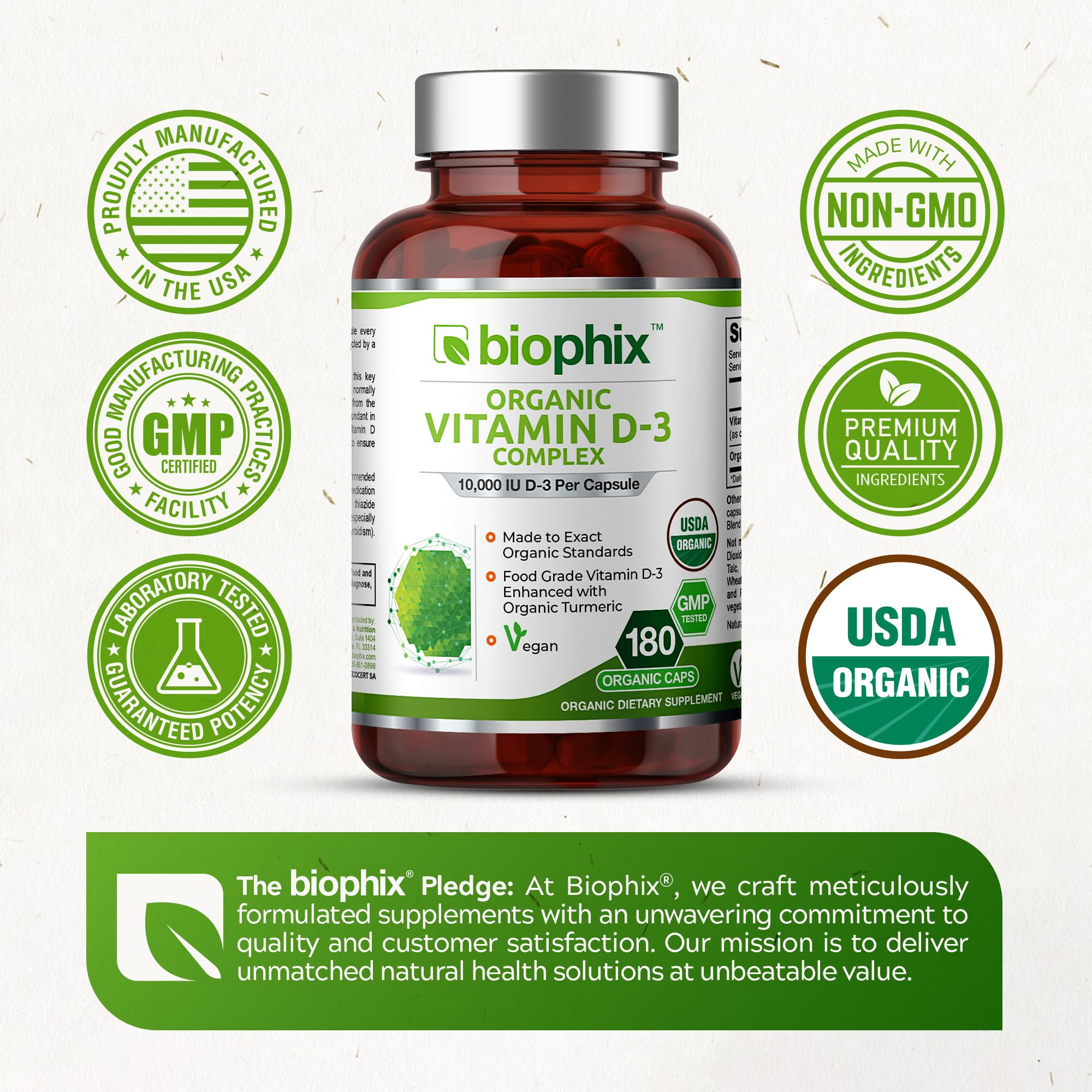 Biophix Vitamin D-3 bottle with shelf display for easy access.