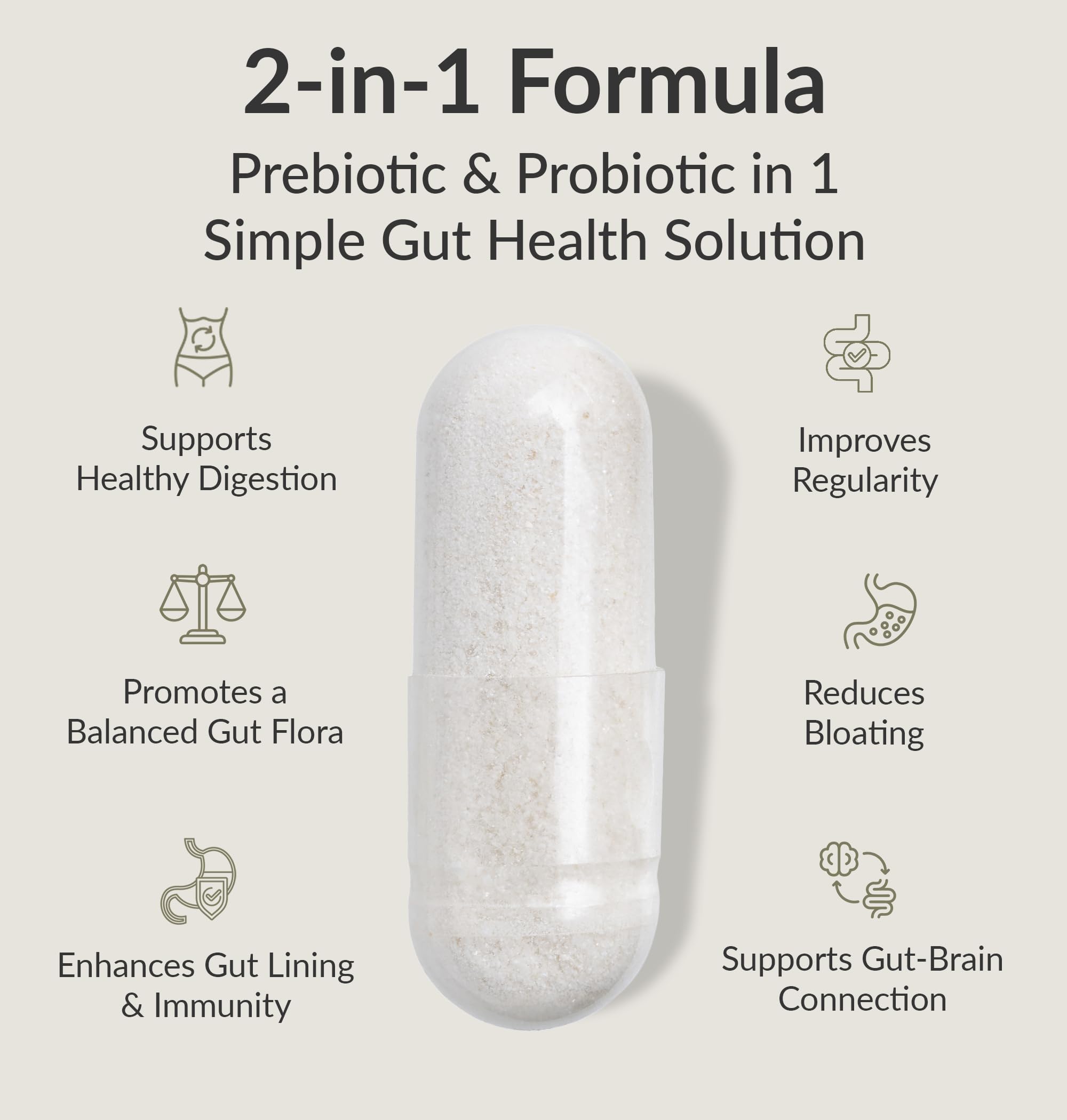 Close-up of BIOptimizers Probiotic Breakthrough capsules, easy-to-swallow vegan capsules